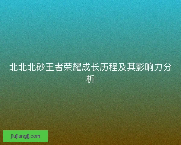 北北北砂王者荣耀成长历程及其影响力分析